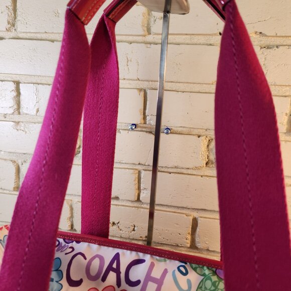 Like New Coach Floral Nylon Diaper Bag Crossbody Purse Xl - Picture 6 of 14